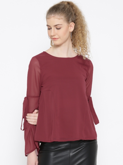 

ONLY Women Maroon Solid A-Line Top