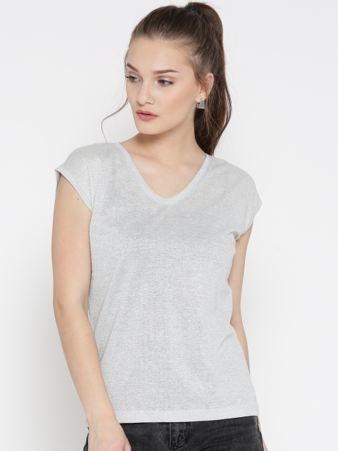 

ONLY Women Silver Solid Sheen Top