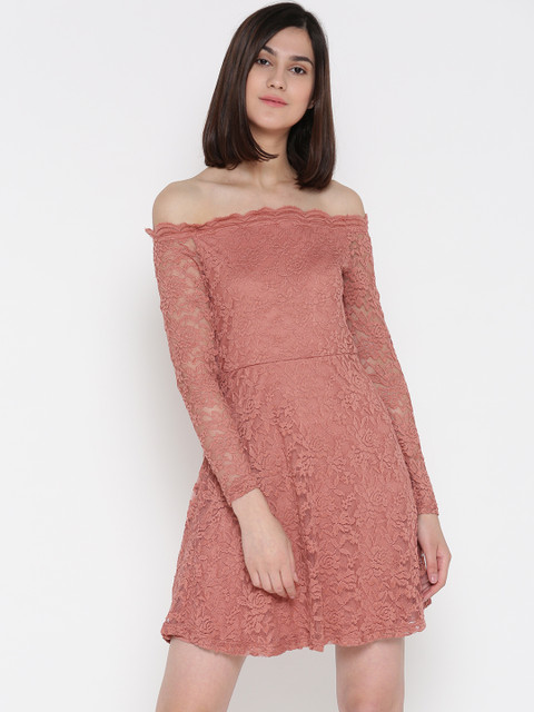 

ONLY Women Dusty Pink Lace Fit & Flare Dress
