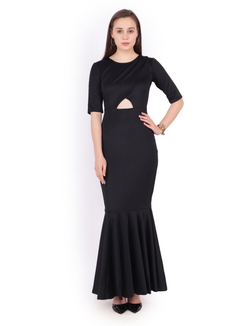 

SCORPIUS Black Solid Scuba Maxi Dress