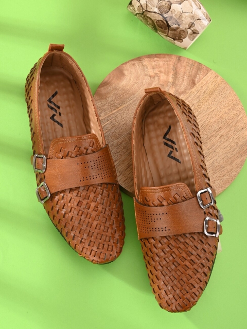 

VIV Men Tan Woven Design Slip-On Espadrilles