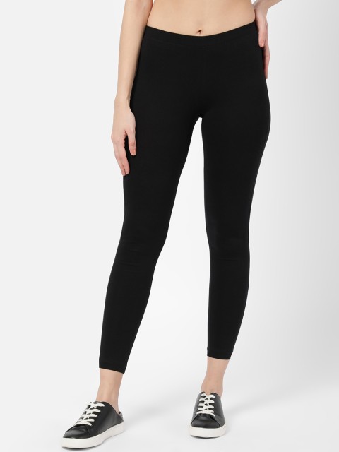 

R&B Women Black Solid Ankle Length Legging