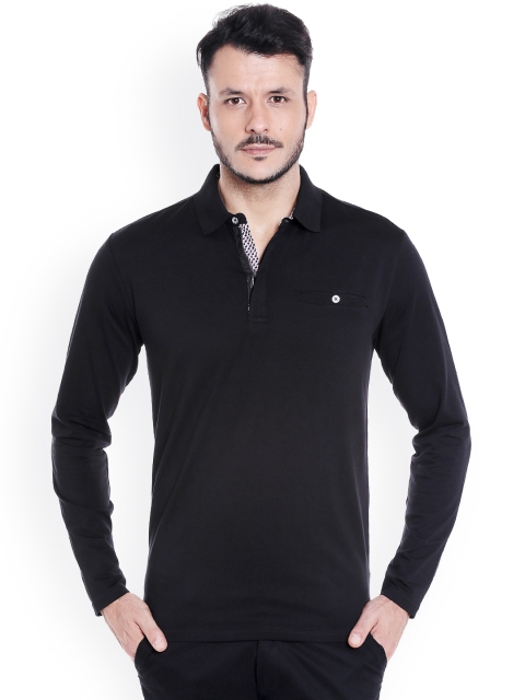 

Dream of Glory Inc Men Black Solid Polo Collar T-shirt