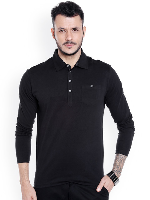 

Dream of Glory Inc Men Black Solid Polo Collar T-shirt