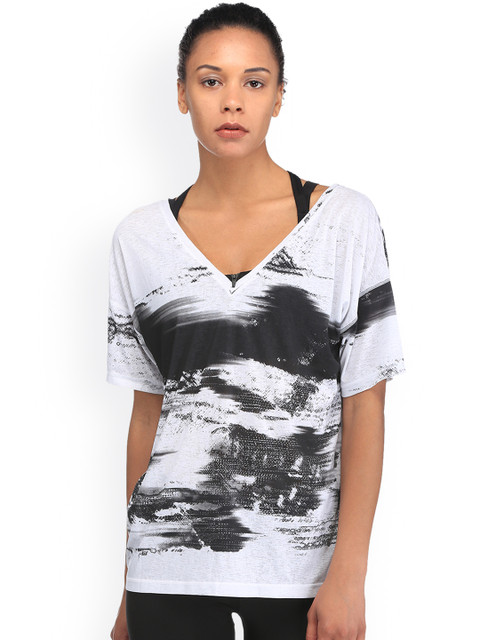 

Puma Women White Printed Round Neck Dancer Drapey T-shirt