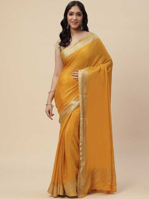 

Meena Bazaar Women Mustard & Gold-Toned Zari Saree