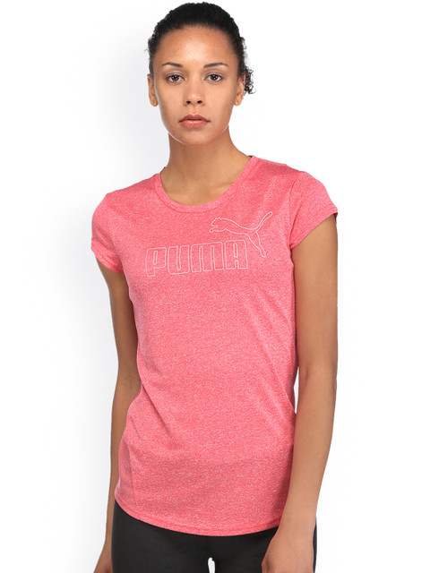 

Puma Women Pink Printed ACTIVE ESS No.1 Round Neck T-shirt