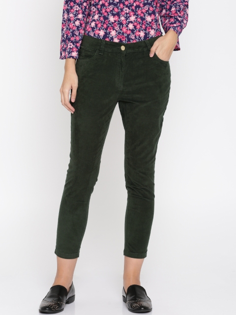 

Honey by Pantaloons Women Olive Green Regular Fit Solid Regular Trousers