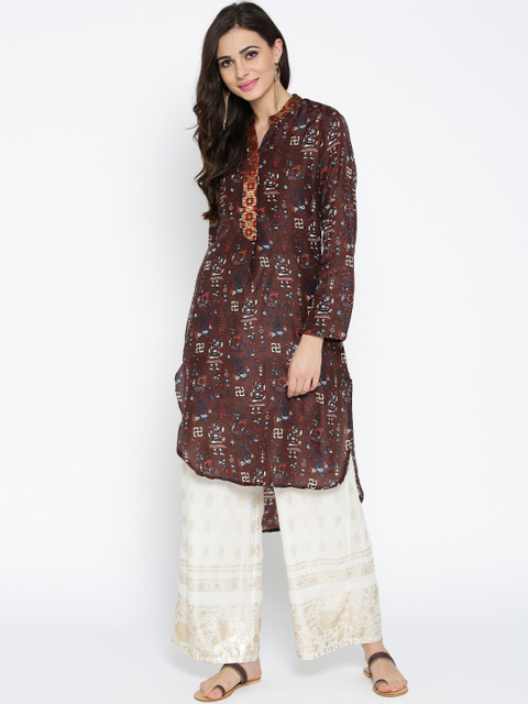 

Biba Women Brown Printed Straight Kurta