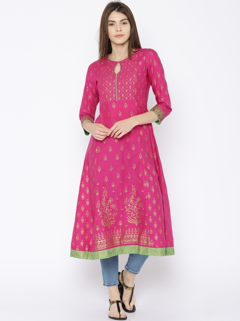 

Biba Women Magenta Printed A-Line Kurta