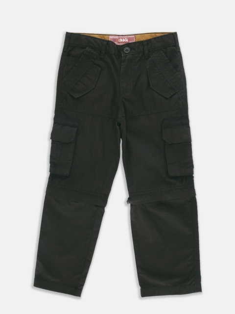 

CHALK by Pantaloons Boys Black Regular Fit Solid Convertible Cargos