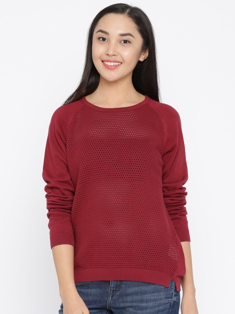 

Annabelle by Pantaloons Women Maroon Self-Design Pullover