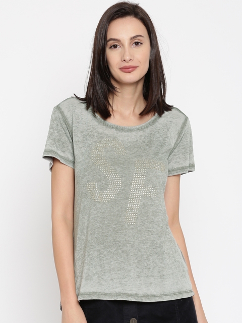

SF JEANS by Pantaloons Women Grey Melange Embellished Top