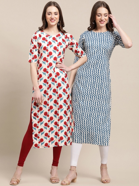 

1 Stop Fashion Women Pack of 2 Ethnic Motifs Printed Kurta, Red