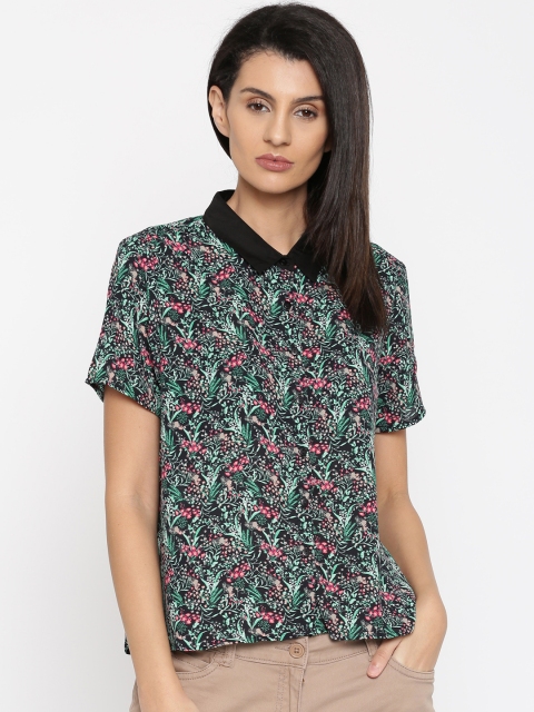 

Honey by Pantaloons Women Green & Black Regular Fit Printed Casual Shirt