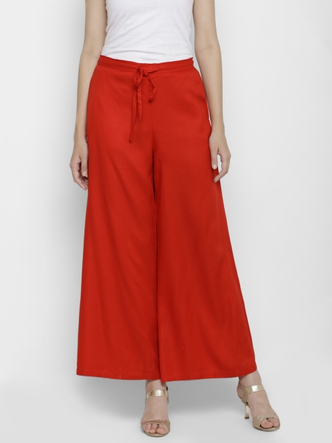 

Biba Women Red Flared Solid Palazzos