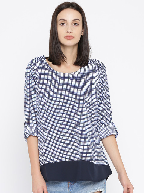 

Annabelle by Pantaloons Women Blue & White Checked Top