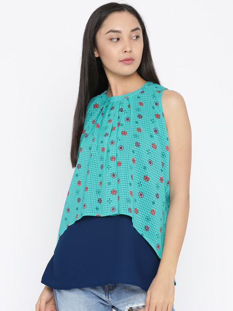 

Annabelle by Pantaloons Women Green Printed A-Line Layered Top