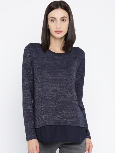 

Annabelle by Pantaloons Women Navy Blue Self Design Top