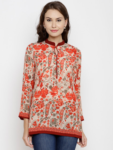 

Biba Beige & Red Floral Print Kurti