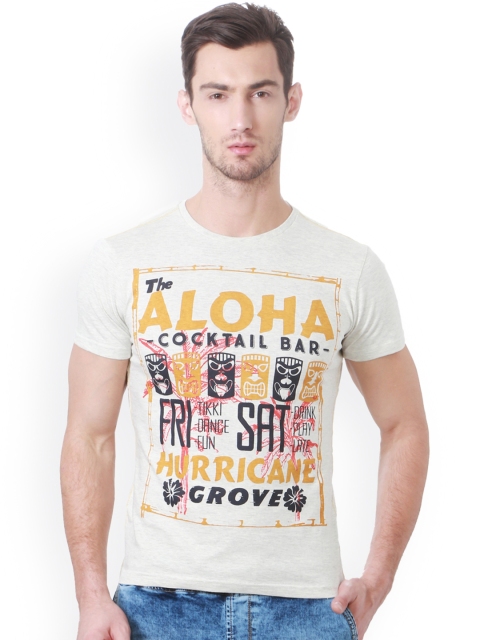 

People Men Off-White Printed Round Slim Fit Neck T-shirt