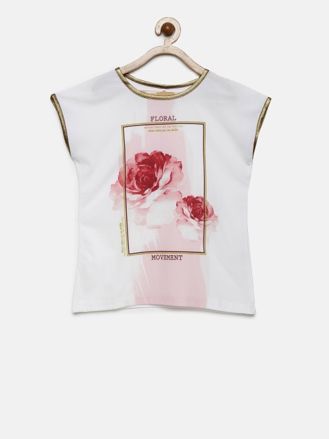

POPPERS by Pantaloons Girls Off-White Printed Top