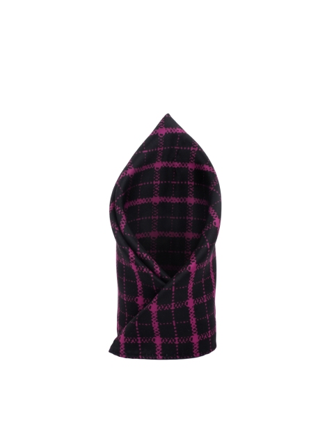 

Alvaro Castagnino Men Black & Pink Checked Pocket Square