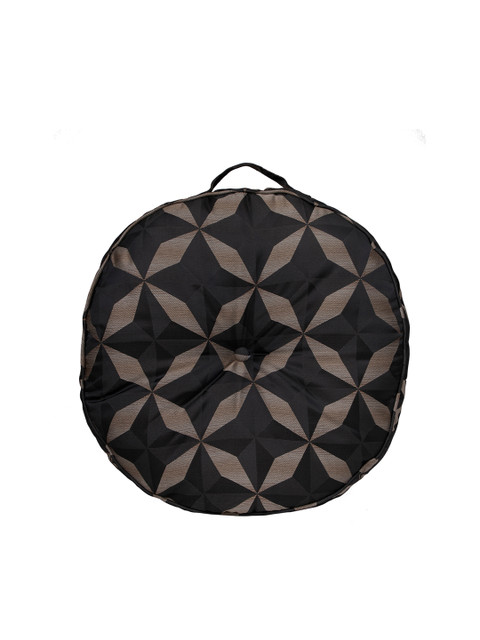 

S9home by Seasons Black & Beige Printed Round Floor Cushion