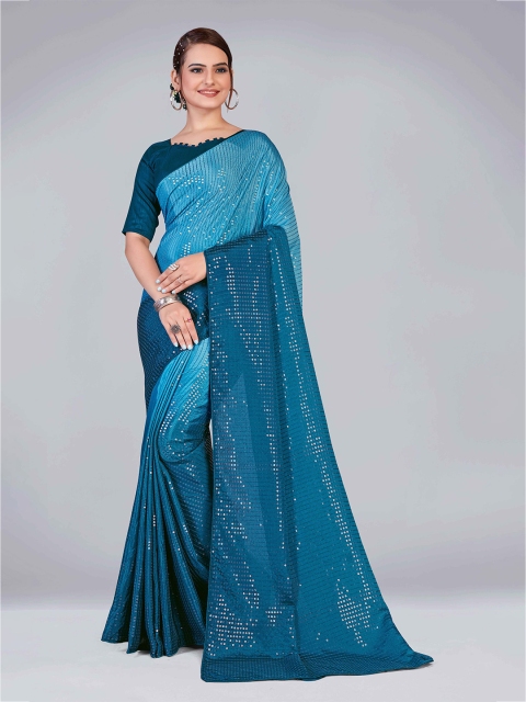 

SUTRAM Blue Embellished Saree