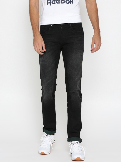 

People Men Black Slim Fit Mid-Rise Clean Look Stretchable Jeans