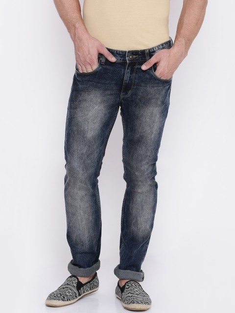 

People Men Blue Slim Fit Mid-Rise Clean Look Stretchable Jeans