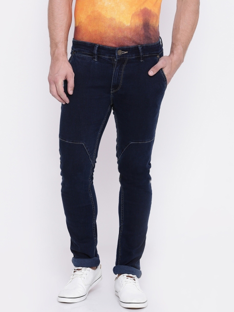 

People Men Navy Blue Slim Fit Mid-Rise Clean Look Jeans