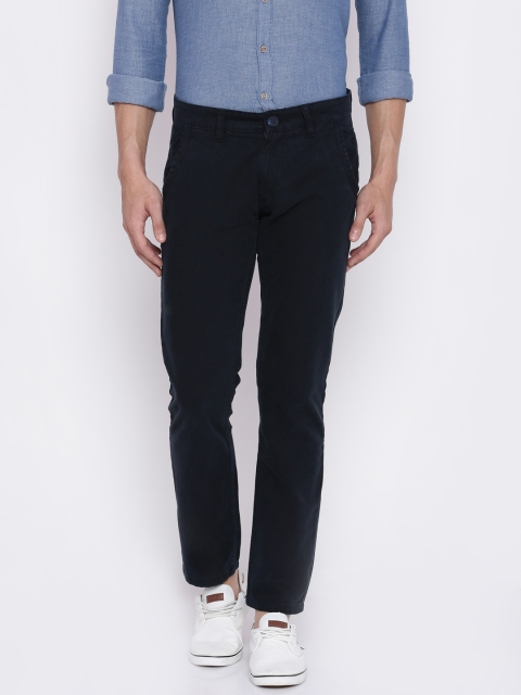 

People Men Navy Blue Slim Fit Solid Chinos