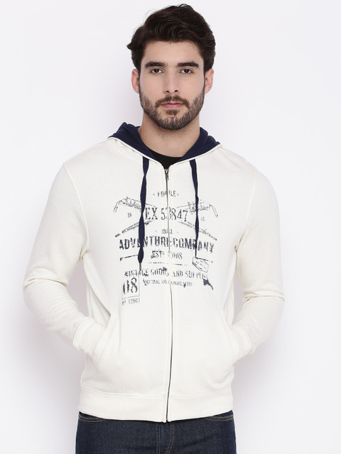 

People Men Off-White Printed Hooded Sweatshirt