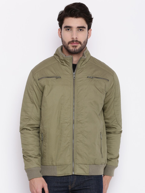 

People Men Khaki Solid Jacket