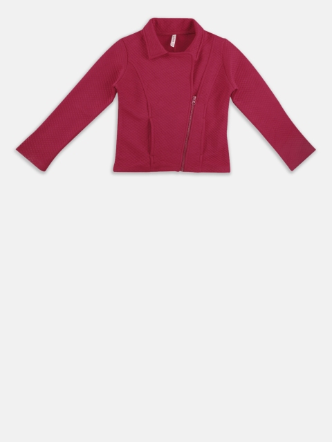 

CHALK by Pantaloons Girls Magenta Self Design Tailored Jacket
