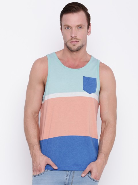 

People Men Blue Colourblocked Round Neck T-Shirt