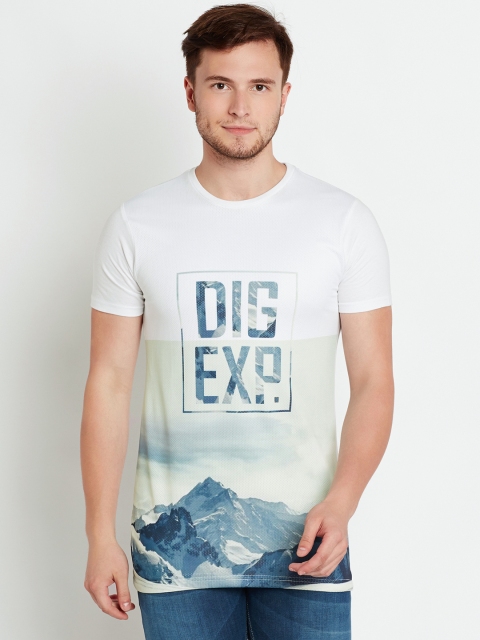 

People Men White Printed Round Neck T-shirt