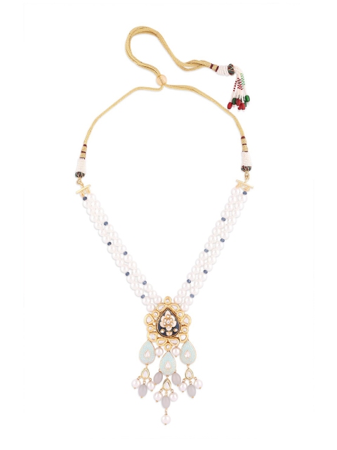 

Ahaanya Gold-Plated & White Kundan-Studded & Pearl Beaded Jewellery Set