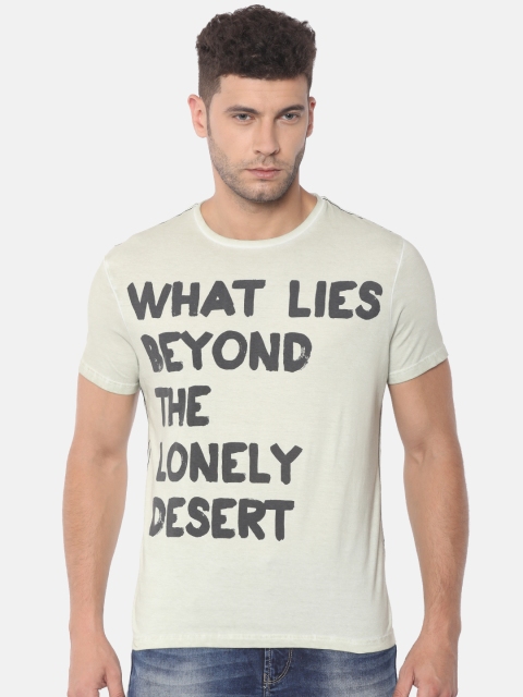 

People Men Green Printed Round Neck T-shirt