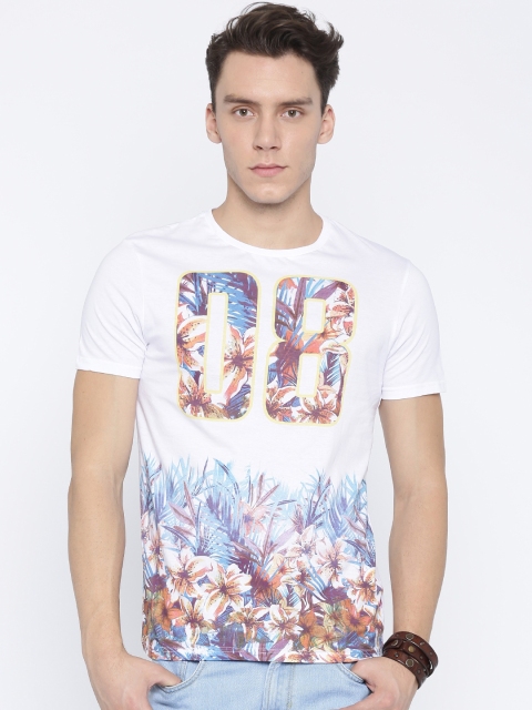 

People Men White Printed Round Neck T-shirt