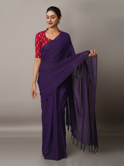 

Unnati Silks Violet & Red Pure Cotton Narayan Peth Saree