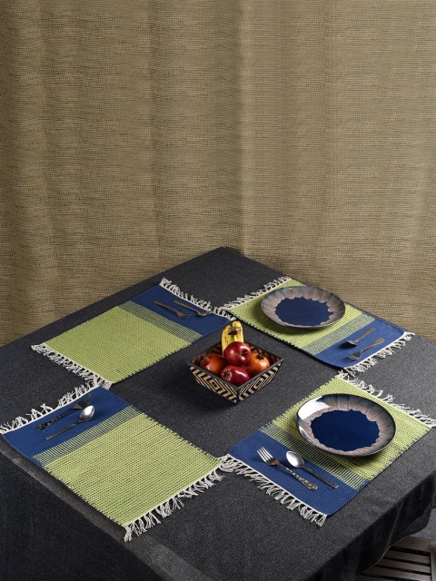 

Unravel India Set Of 6 Table Placemats, Green