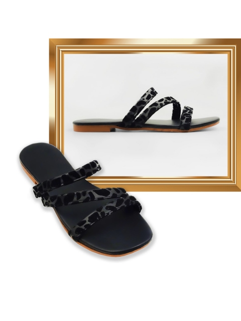 

Sayera Women Black Printed Open Toe Flats