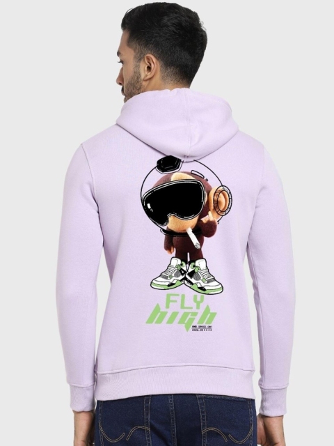 

Bewakoof Men Purple Printed Hooded Sweatshirt