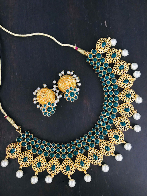 

The Opal Factory Green Gold-Plated Stone Studded Jewellery Set