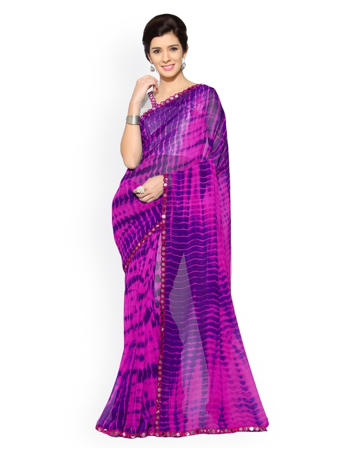 

Mirchi Fashion Purple & Pink Poly Georgette Tie & Dyed Printed Saree