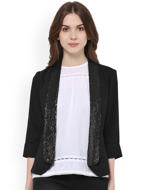 

The Vanca Women Black Solid Shrug