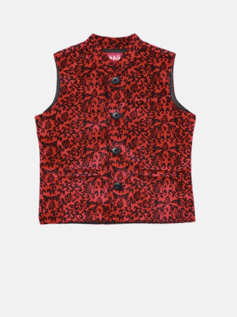 

CHALK by Pantaloons Boys Red & Black Printed Nehru Jacket