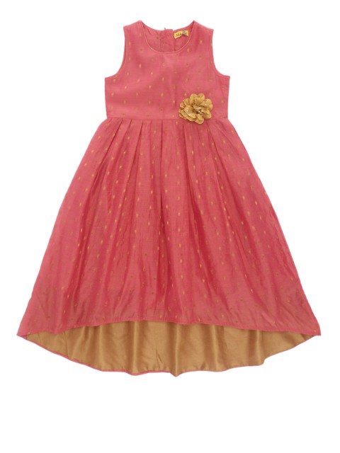 

AKKRITI BY PANTALOONS Girls Coral Self Design Maxi Dress